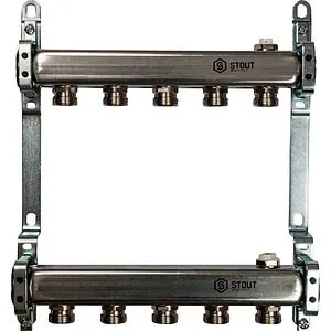 Группа коллекторная распределительная 5 отводов 1"в/в x ¾"ек Stout SMS 0923 000005 Группа коллекторная распределительная 5 отводов 1"в/в x ¾"ек Stout SMS 0923 000005, 1