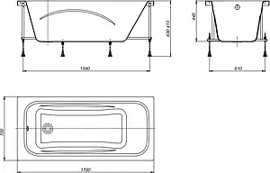 Ванна акриловая Roca Line 170x70 ZRU9302924 Ванна акриловая Roca Line 170x70 ZRU9302924, 3