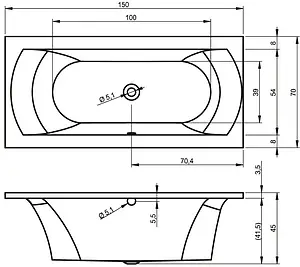 Ванна акриловая Riho Lima 150x70 B049001005 Ванна акриловая Riho Lima 150x70 B049001005, 2