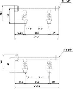 Коллектор напорный и всасывающий для установок Grundfos CMBE TWIN 1 ¼" 99229453 Коллектор напорный и всасывающий для установок Grundfos CMBE TWIN 1 ¼" 99229453, 2
