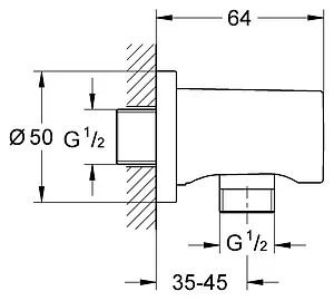 Шланговое подключение Grohe Rainshower хром 27076000 Шланговое подключение Grohe Rainshower хром 27076000, 2