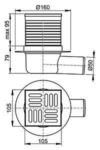 Трап горизонтальный Set AlcaPlast 100x100мм APV31 Трап горизонтальный Set AlcaPlast 100x100мм APV31, 3