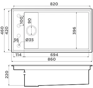Мойка кухонная Omoikiri Kinaru 86-U/I CN canyon 4997025 Мойка кухонная Omoikiri Kinaru 86-U/I CN canyon 4997025, 2