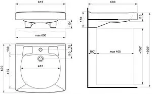 Раковина Santek Пилот 60 белый 1WH301971 Раковина Santek Пилот 60 белый 1WH301971, 2