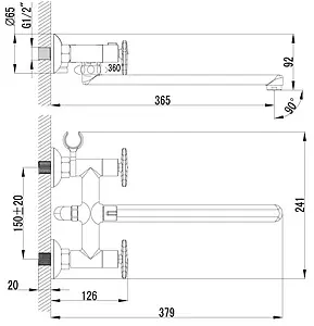 Смеситель для ванны с длинным изливом Lemark plus Spirit хром LM1951C Смеситель для ванны с длинным изливом Lemark plus Spirit хром LM1951C, 2