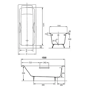 Ванна чугунная Jacob Delafon Parallel 150x70 E2946-00 Ванна чугунная Jacob Delafon Parallel 150x70 E2946-00, 2