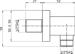 Шланговое подключение Bossini Quadra хром V00240.030 Шланговое подключение Bossini Quadra хром V00240.030, 2