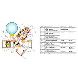 Клапан подпиточный с манометром ½" Valtec VT.515 VT.515.N.04 Клапан подпиточный с манометром ½" Valtec VT.515 VT.515.N.04, 3