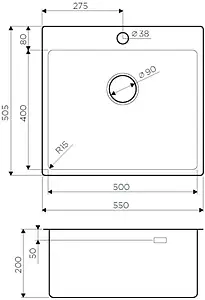 Мойка кухонная Omoikiri Amadare 55-IN нержавеющая сталь 4993718 Мойка кухонная Omoikiri Amadare 55-IN нержавеющая сталь 4993718, 2