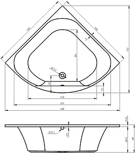Ванна акриловая Riho ATLANTA 140x140 BB7000500000000 Ванна акриловая Riho ATLANTA 140x140 BB7000500000000, 5