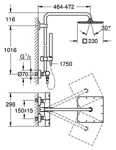 Душевая система с термостатом для душа Grohe Euphoria XXL Cube 230 хром 26187000 Душевая система с термостатом для душа Grohe Euphoria XXL Cube 230 хром 26187000, 2