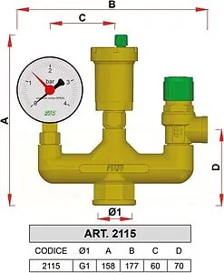 Группа безопасности котла 1" 3 бар Far FA 2115 1 Группа безопасности котла 1" 3 бар Far FA 2115 1, 2