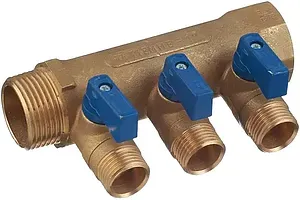 Коллектор запорный проходной 3 отвода 1"в/н x ½"к Tiemme NINO 1820005 Коллектор запорный проходной 3 отвода 1"в/н x ½"к Tiemme NINO 1820005, 4