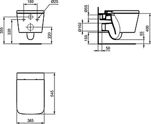 Унитаз подвесной безободковый Ideal Standard Blend Cube AquaBlade белый T368601 Унитаз подвесной безободковый Ideal Standard Blend Cube AquaBlade белый T368601, 2