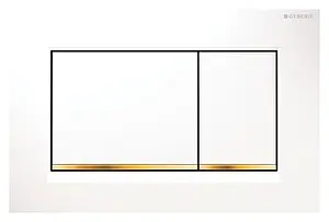 Клавиша смыва для унитаза Geberit Sigma 30 115.883.KK.1 кнопки/белый глянцевый, полоска/золото Клавиша смыва для унитаза Geberit Sigma 30 115.883.KK.1 кнопки/белый глянцевый, полоска/золото, 1
