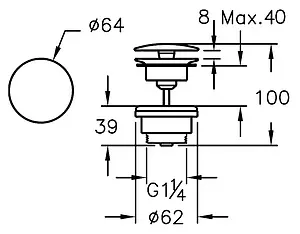 Выпуск автоматический для раковины VitrA Origin хром A45149 Выпуск автоматический для раковины VitrA Origin хром A45149, 2