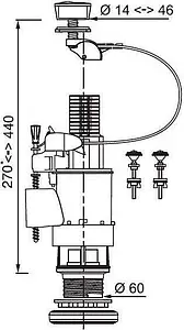 Механизм сливной для бачка двухрежимный Wirquin MW2 10717561 Механизм сливной для бачка двухрежимный Wirquin MW2 10717561, 2