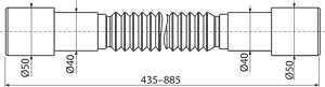 Слив гофрированный AlcaPlast 40/50x40/50мм L=435-885мм A720 Слив гофрированный AlcaPlast 40/50x40/50мм L=435-885мм A720, 2