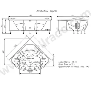 Ванна акриловая BellRado Фараон 165x165 BR7011034-00 Ванна акриловая BellRado Фараон 165x165 BR7011034-00, 2