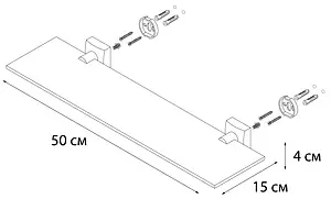 Полка Fixsen Kvadro хром FX-61303 Полка Fixsen Kvadro хром FX-61303, 3