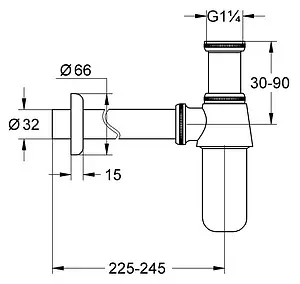 Сифон бутылочный для раковины Grohe хром 28920000 Сифон бутылочный для раковины Grohe хром 28920000, 2