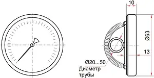 Термометр биметаллический накладной Росма БТ-30.010 63мм 120°С от ¾ до 2" 00000002384 Термометр биметаллический накладной Росма БТ-30.010 63мм 120°С от ¾ до 2" 00000002384, 2