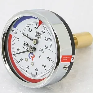 Термоманометр аксиальный Росма ТМТБ-31Т.1 80мм 16 бар 120°С гильза 46мм ½" 00000002291 Термоманометр аксиальный Росма ТМТБ-31Т.1 80мм 16 бар 120°С гильза 46мм ½" 00000002291, 4