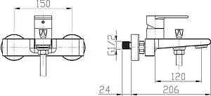 Смеситель для ванны BelBagno Nova полированная сталь NOV-VASM-IN Смеситель для ванны BelBagno Nova полированная сталь NOV-VASM-IN, 2