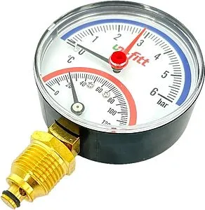 Термоманометр радиальный Uni-fitt 80мм 6 бар 120°С ½" 311D2442 Термоманометр радиальный Uni-fitt 80мм 6 бар 120°С ½" 311D2442, 3