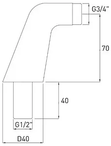 Переходник угловой для смесителя на край ванны Gross Aqua хром J0134 Переходник угловой для смесителя на край ванны Gross Aqua хром J0134, 2