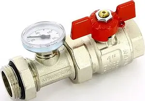 Кран шаровый с американкой и термометром 1"в x 1"н Uni-fitt 118T4000 Кран шаровый с американкой и термометром 1"в x 1"н Uni-fitt 118T4000, 1