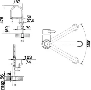 Смеситель для кухни с гибким изливом Blanco Catris-S нержавеющая сталь/чёрный 525792 Смеситель для кухни с гибким изливом Blanco Catris-S нержавеющая сталь/чёрный 525792, 2