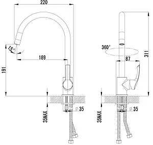 Смеситель для кухни Lemark plus Strike хром LM1105C Смеситель для кухни Lemark plus Strike хром LM1105C, 2