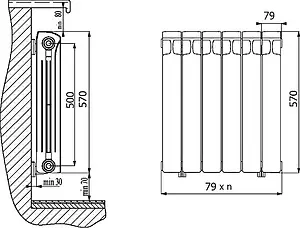 Радиатор биметаллический 10 секций Rifar Base 500 RB50010 Радиатор биметаллический 10 секций Rifar Base 500 RB50010, 4