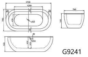 Ванна акриловая отдельностоящая Abber 172x74 AB9241 Ванна акриловая отдельностоящая Abber 172x74 AB9241, 2