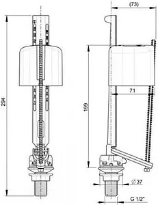 Заливной клапан для бачка ½" пластик нижний Wirquin Kompact 10975010 Заливной клапан для бачка ½" пластик нижний Wirquin Kompact 10975010, 2
