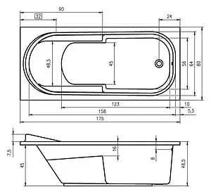 Ванна акриловая Riho COLUMBIA 175x80 B003001005 Ванна акриловая Riho COLUMBIA 175x80 B003001005, 3