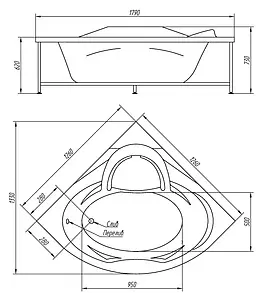 Ванна акриловая BellRado Клео 125x125 BR7011016-00 Ванна акриловая BellRado Клео 125x125 BR7011016-00, 4