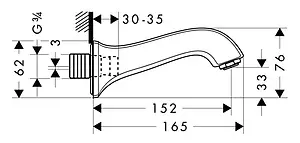 Излив для скрытого монтажа Hansgrohe Metris Classic хром 13413000 Излив для скрытого монтажа Hansgrohe Metris Classic хром 13413000, 2