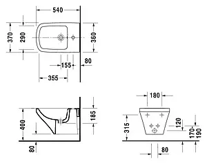 Биде подвесное Duravit DuraStyle белый 2282150000 Биде подвесное Duravit DuraStyle белый 2282150000, 2