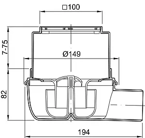 Трап горизонтальный Set ACO Easyflow 100x100мм 2505.05.77 Трап горизонтальный Set ACO Easyflow 100x100мм 2505.05.77, 2
