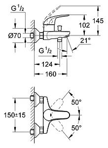 Смеситель для ванны Grohe Euroeco хром 32743000 Смеситель для ванны Grohe Euroeco хром 32743000, 2
