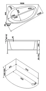 Ванна акриловая Bas Вектра 150x90 R В00008 Ванна акриловая Bas Вектра 150x90 R В00008, 5
