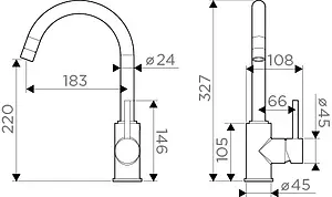 Смеситель для кухни Omoikiri Shinagawa BN нержавеющая сталь 4994230 Смеситель для кухни Omoikiri Shinagawa BN нержавеющая сталь 4994230, 2