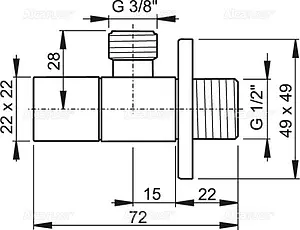 Кран шаровый угловой ½"н x ⅜"н хром AlcaPlast ARV002 Кран шаровый угловой ½"н x ⅜"н хром AlcaPlast ARV002, 2