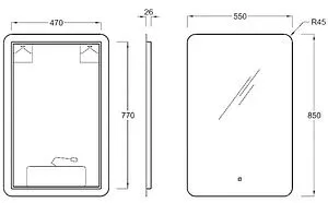 Зеркало с подсветкой Kerama Marazzi Pro 55 белый PRO.mi.55\WHT Зеркало с подсветкой Kerama Marazzi Pro 55 белый PRO.mi.55\WHT, 2