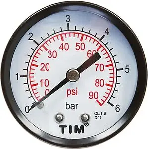 Манометр аксиальный TIM 50мм 6 бар ¼" Y-50T-6 Манометр аксиальный TIM 50мм 6 бар ¼" Y-50T-6, 1