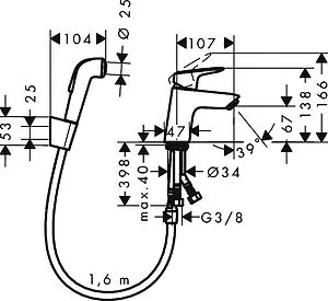 Смеситель для раковины с гигиеническим душем Hansgrohe Logis 70 хром 71290000 Смеситель для раковины с гигиеническим душем Hansgrohe Logis 70 хром 71290000, 2