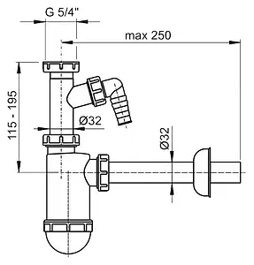 Сифон бутылочный для раковины AlcaPlast белый A430P Сифон бутылочный для раковины AlcaPlast белый A430P, 2