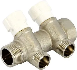 Коллектор регулирующий проходной 2 отвода ¾"в/н x ½"к Uni-fitt 400N3220 Коллектор регулирующий проходной 2 отвода ¾"в/н x ½"к Uni-fitt 400N3220, 1